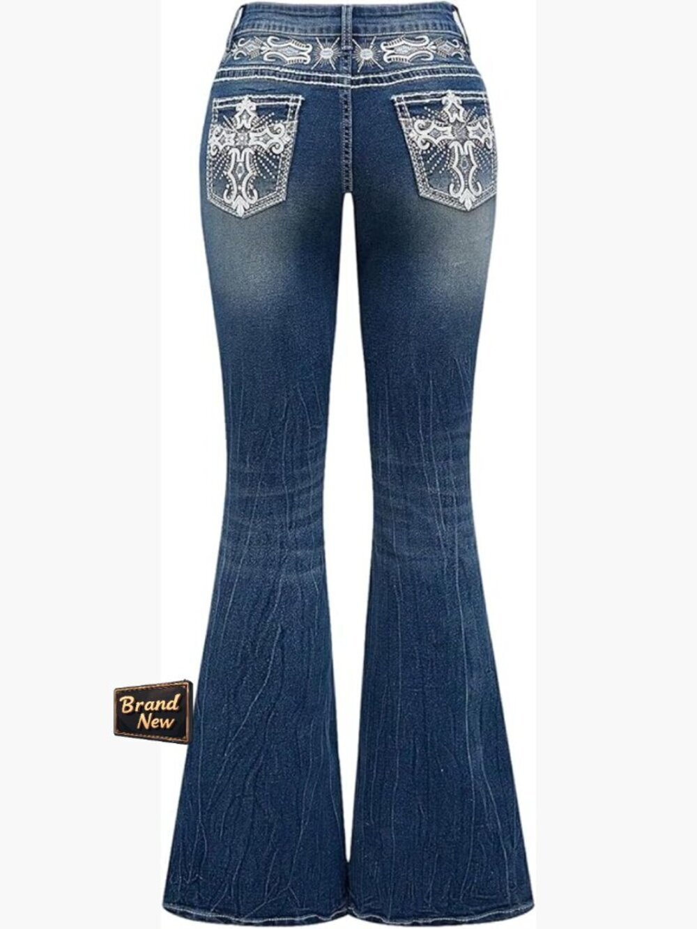 Bell Bottom Jeans Embroidery Y2k Stretch Flare Denim Pants